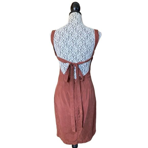Anemos Square Neck Open Tie Back Dress Rust Brown Size‎ S - Picture 2 of 12